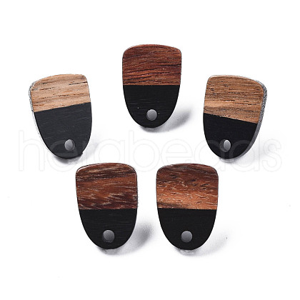 Opaque Resin & Walnut Wood Stud Earring Findings MAK-N032-026A-B01-1