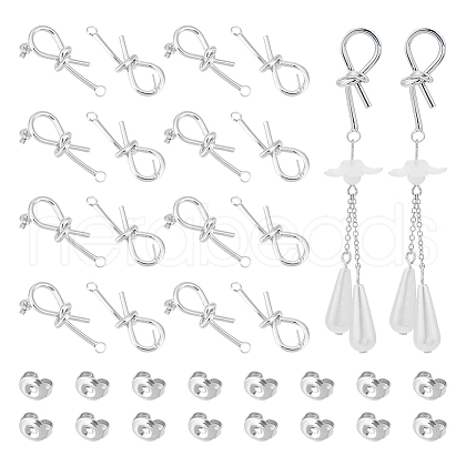 Unicraftale 8 Pair Brass Knot Stud Earring Findings KK-UN0001-83-1
