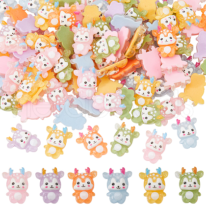 SUNNYCLUE 100Pcs Christmas Reindeer Transparent Resin Cabochons RESI-SC0005-58-1