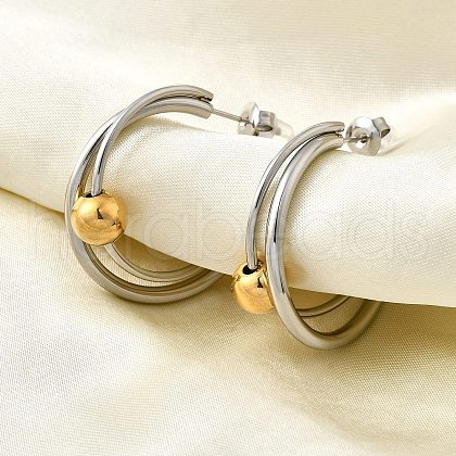 304 Stainless Steel Two Tone Stud Earrings EJEW-S263-02GP-1