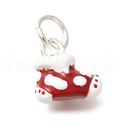Christmas Theme Brass Enamel Charms KK-R212-15E-P-1