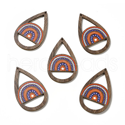 American Flag Theme Single Face Printed Aspen Wood Pendants WOOD-G014-01B-1