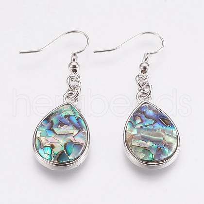Natural Abalone Shell/Paua Shell Dangle Earrings X-EJEW-F158-A02-1