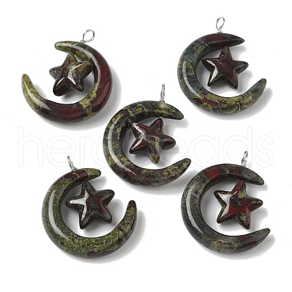 Natural Dragon Blood Jasper Pendants G-Z086-01P-17-1