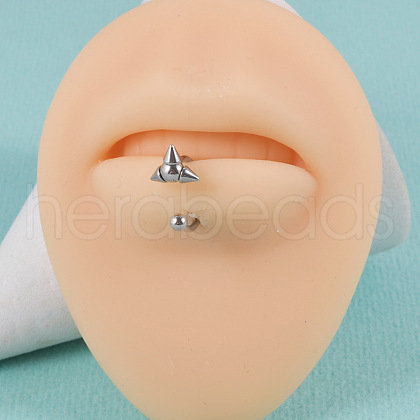 304 Stainless Steel 3 Spike Cone Hoop Lip Rings FS-WG8FC2A-06-1