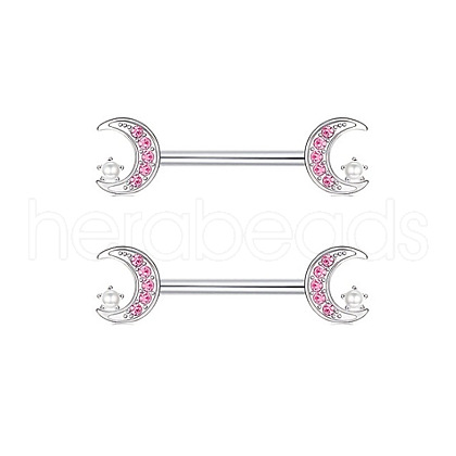 316L Surgical Stainless Steel Moon Nipple Rings WG12885-05-1