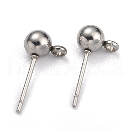 304 Stainless Steel Ball Post Stud Earring Findings X-STAS-Z035-01P-D-1