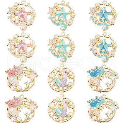 SUNNYCLUE 24Pcs 6 Styles Rack Plating Alloy Enamel Pendants FIND-SC0012-32-1