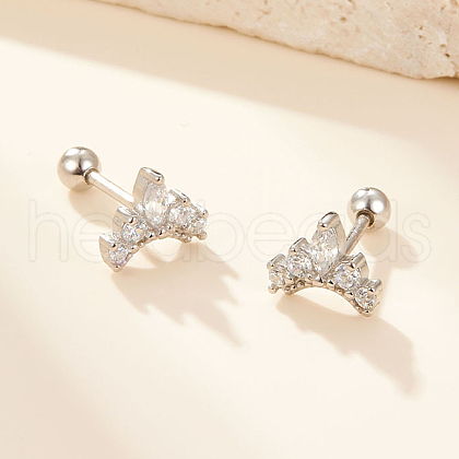 Vintage Crown Cubic Zirconia Stud Earrings YB5527-2-1