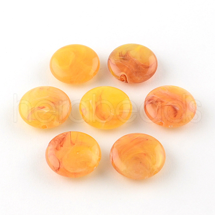 Flat Round Imitation Gemstone Acrylic Beads X-OACR-R051-13-1