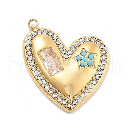 304 Stainless Steel Rhinestone Pendants STAS-R155-035L-G-1