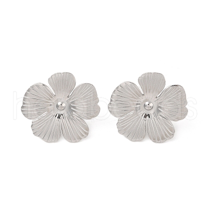 Flower 304 Stainless Steel Stud Earrings for Women EJEW-L272-031P-03-1