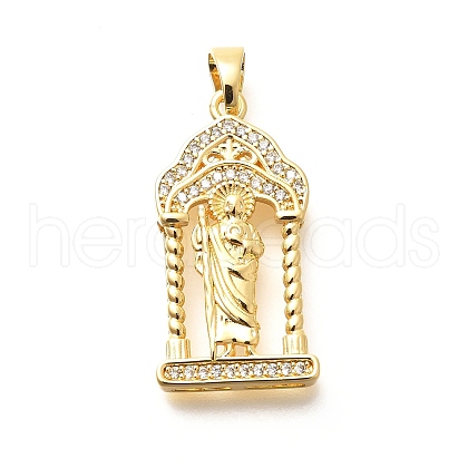 Brass Micro Pave Cubic Zirconia Pendants KK-G519-16G-1