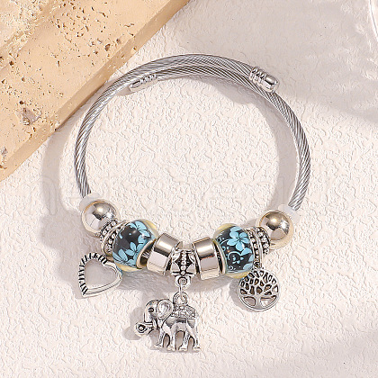 Alloy Beads European Bangles FS-WG24546-02-1
