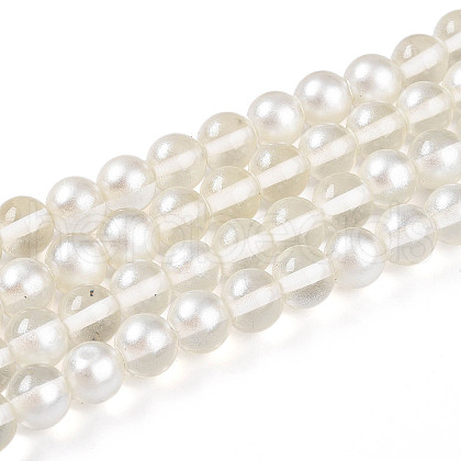 Baking Painted Transparent Glass Beads Strands DGLA-N011-8mm-01-1