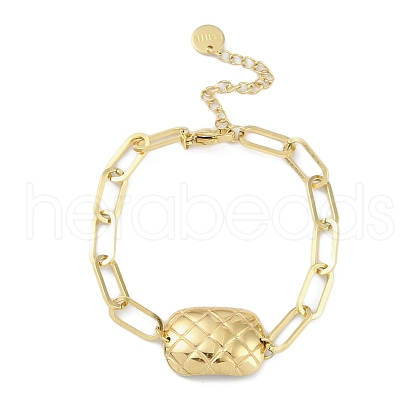 304 Stainless Steel Paperclip Chain Rectangle Link Bracelets for Women BJEW-C071-02G-1