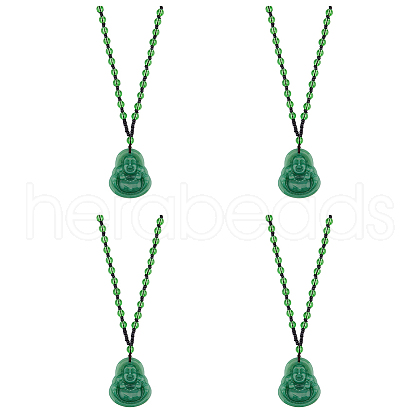 FIBLOOM 4Pcs Resin Imitation Gemstone Maitreya Buddha Pendant Necklace NJEW-FI0001-62A-1