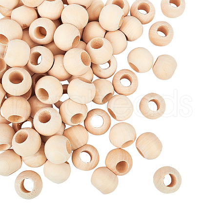 OLYCRAFT 100Pcs Natural Unfinished Wood Beads WOOD-OC0001-82-1