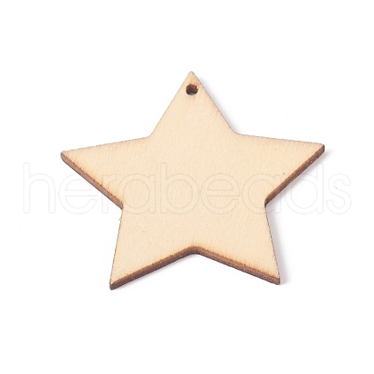 Unfinished Natural Poplar Wood Pendants WOOD-E010-05-1