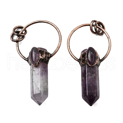 Natural Amethyst Faceted Pointed Bullet Big Pendants G-Q350-05B-1