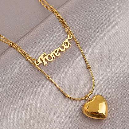316 Surgical Stainless Steel Double Layer Necklaces NJEW-P324-03B-G-1