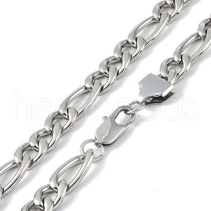 Non-Tarnish 201 Stainless Steel Figaro Chain Necklaces NJEW-I127-02P-1