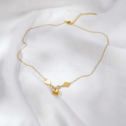 Stainless Steel Heart Pendant Necklaces for Women's Daily Wear OT7406-2-1