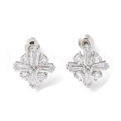 Rack Plating Brass Micro Pave Cubic Zirconia Stud Earrings EJEW-I304-05P-02-1