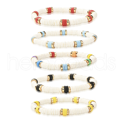 Disc Beads Stretch Bracelet for Teen Girl Women BJEW-JB06985-1