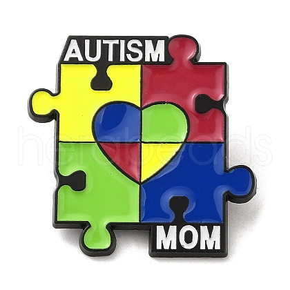 Autism Mom Puzzle Enamel Pins JEWB-M029-05EB-1