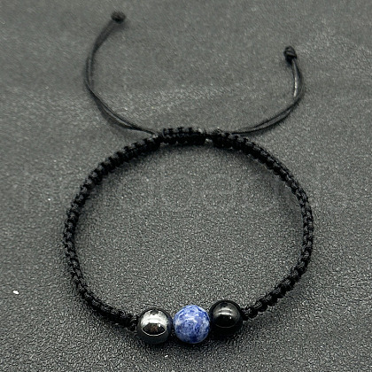 Adjustable Unisex Mixed Stone Round Braided Bead Bracelets DM7161-5-1