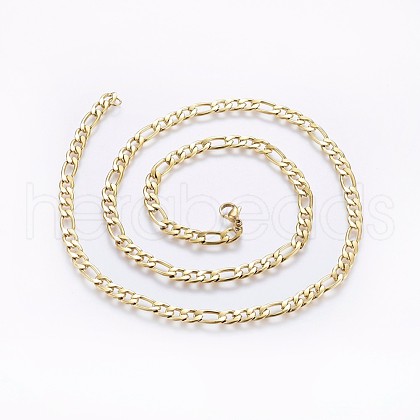 304 Stainless Steel Figaro Chain Necklaces NJEW-O102-16G-1