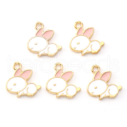 Light Gold Plated Alloy Enamel Pendants ENAM-R136-22B-1