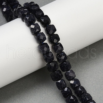 Synthetic Blue Goldstone Beads Strands G-H078-C47-6mm-1