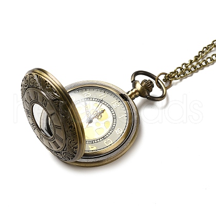 Alloy Glass Pendant Pocket Necklace WACH-S002-19AB-1