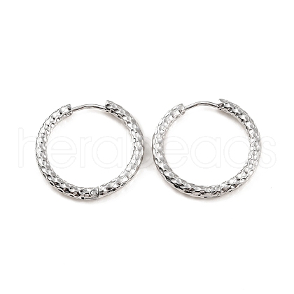 Non-Tarnish 304 Stainless Steel Grooved Hoop Earrings EJEW-M218-01C-P-1