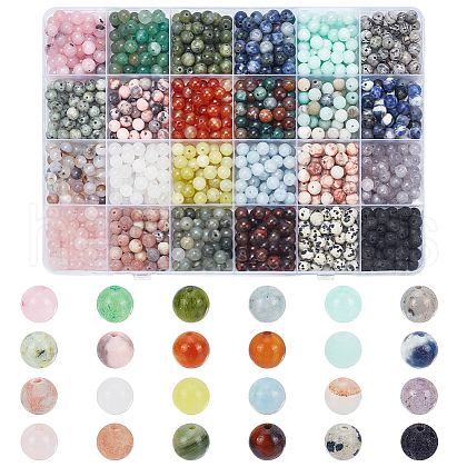  1200Pcs 24 Styles Natural Mixed Gemstone Beads Sets G-NB0005-21-1