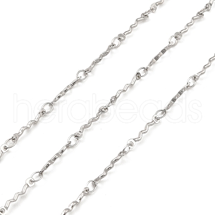 Tarnish Resistant Handmade 304 Stainless Steel Wave Link Chains CHS-G025-14P-1