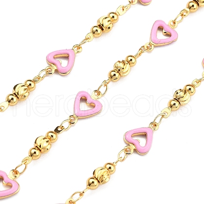 Brass Heart Link Chains KK-D368-03G-E-1