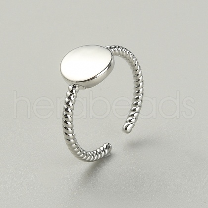 Brass Flat Round Open Cuff Ring RJEW-WH0004-25P-1