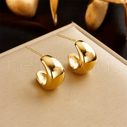 Geometric Hollow Crescent Stainless Steel Earrings ST3710232-1