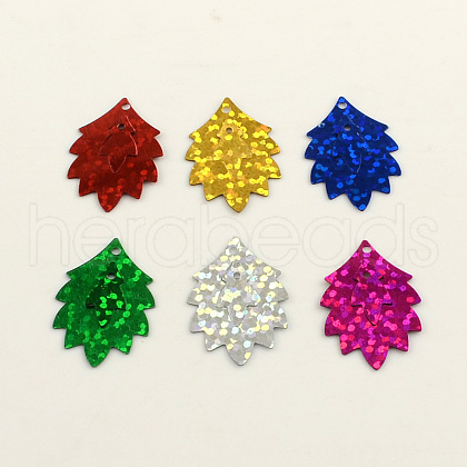 Ornament Accessories Leaf Plastic Paillette Beads X-PVC-Q033-M-1