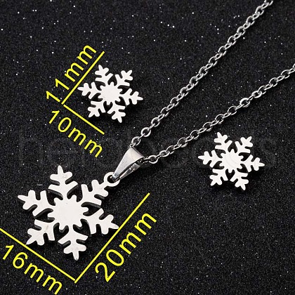 201 Stainless Steel Pendant Necklaces & Stud Earrings Sets FS-WGB00D6-02-1