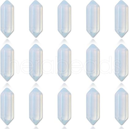 CHGCRAFT Faceted Bullet Opalite Double Terminated Pointed Beads G-CA0001-57-1