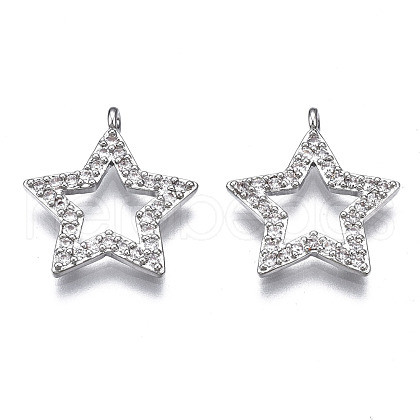 Brass Micro Pave Clear Cubic Zirconia Pendants ZIRC-S069-012P-1