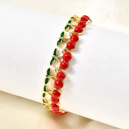 Brass Enamel Link Bracelets BJEW-K278-01B-G-1