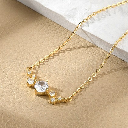 Sterling Silver Micro Pave Cubic Zirconia Link Bracelets BJEW-V008-02G-1