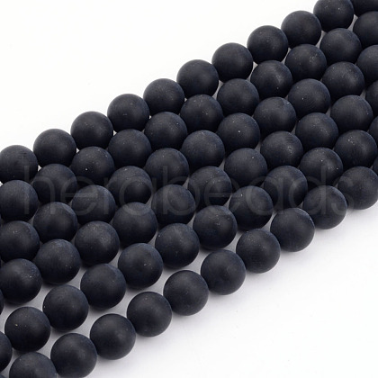 Natural Black Agate Bead Strands X-G-H056-10mm-1