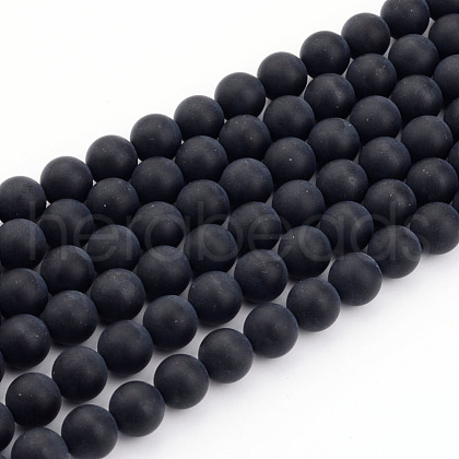 Dyed & Heated Natural Black Agate Bead Strands X-G-H056-10mm-1