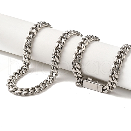Non-Tarnish 304 Stainless Steel Curb Necklaces NJEW-Q337-04C-P-1